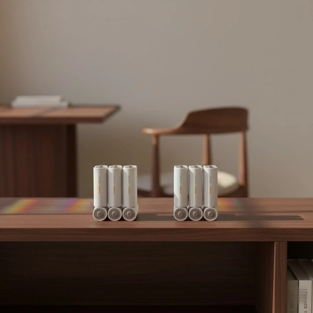 Assortment of rechargeable AA batteries and a smart charger