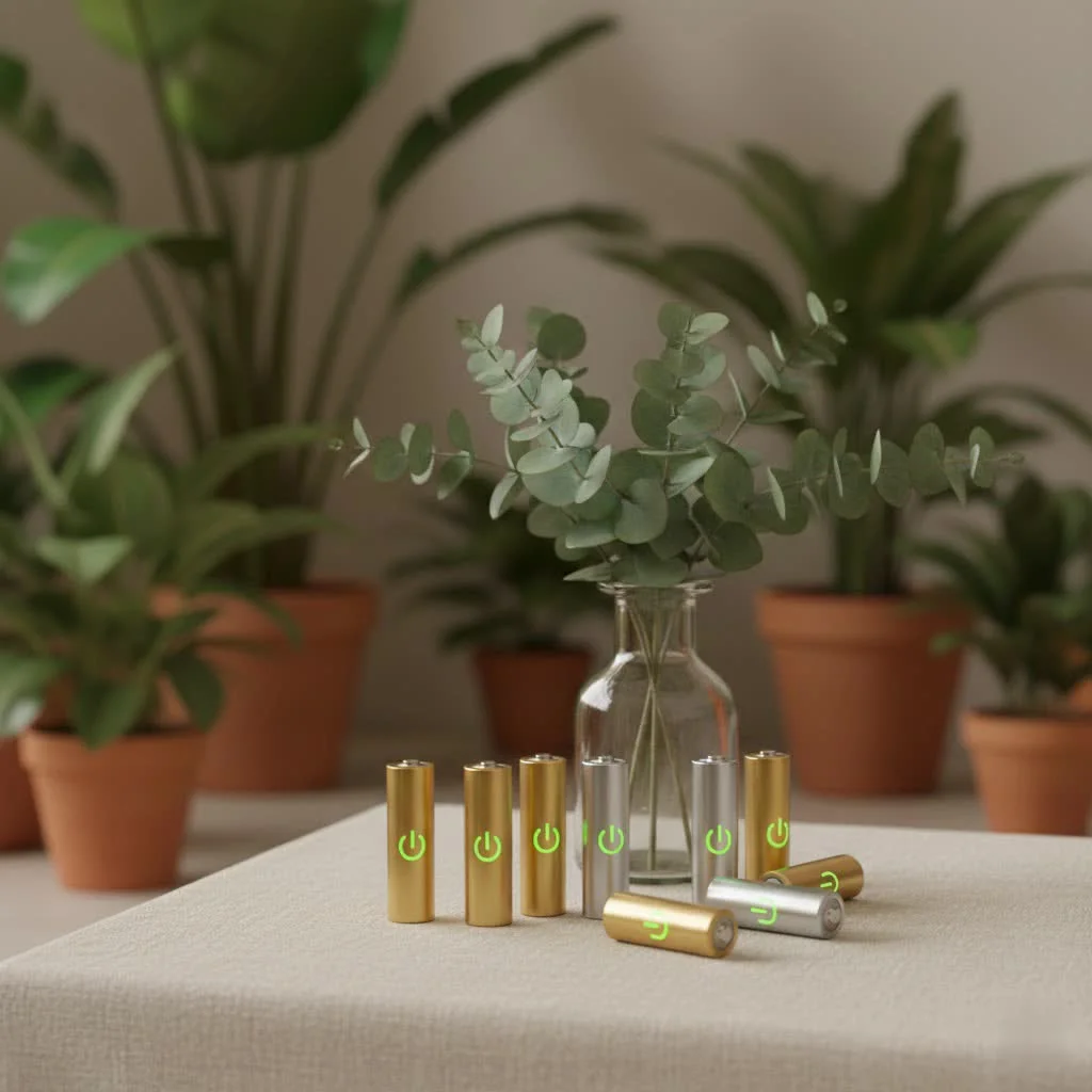 AAA solar rechargeable batteries powering garden lights